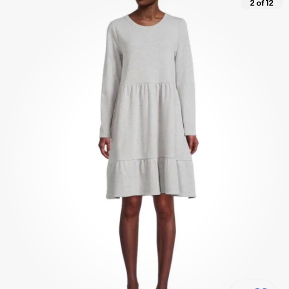 Time and Tru Women’s Gray Tiered Sweatshirt Dress Medium (10-12) NEW - Picture 2 of 10